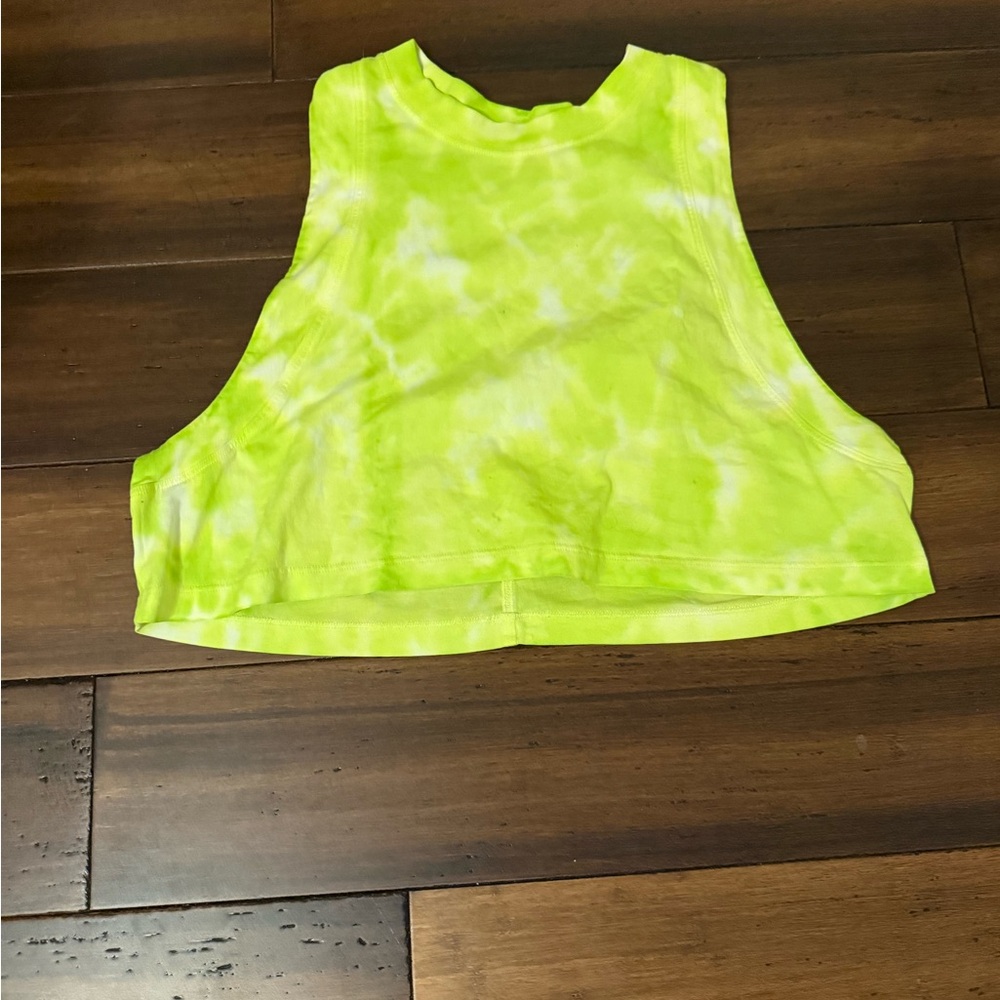 Lululemon Green and White Tie-Dye Crop Tank – Size 2